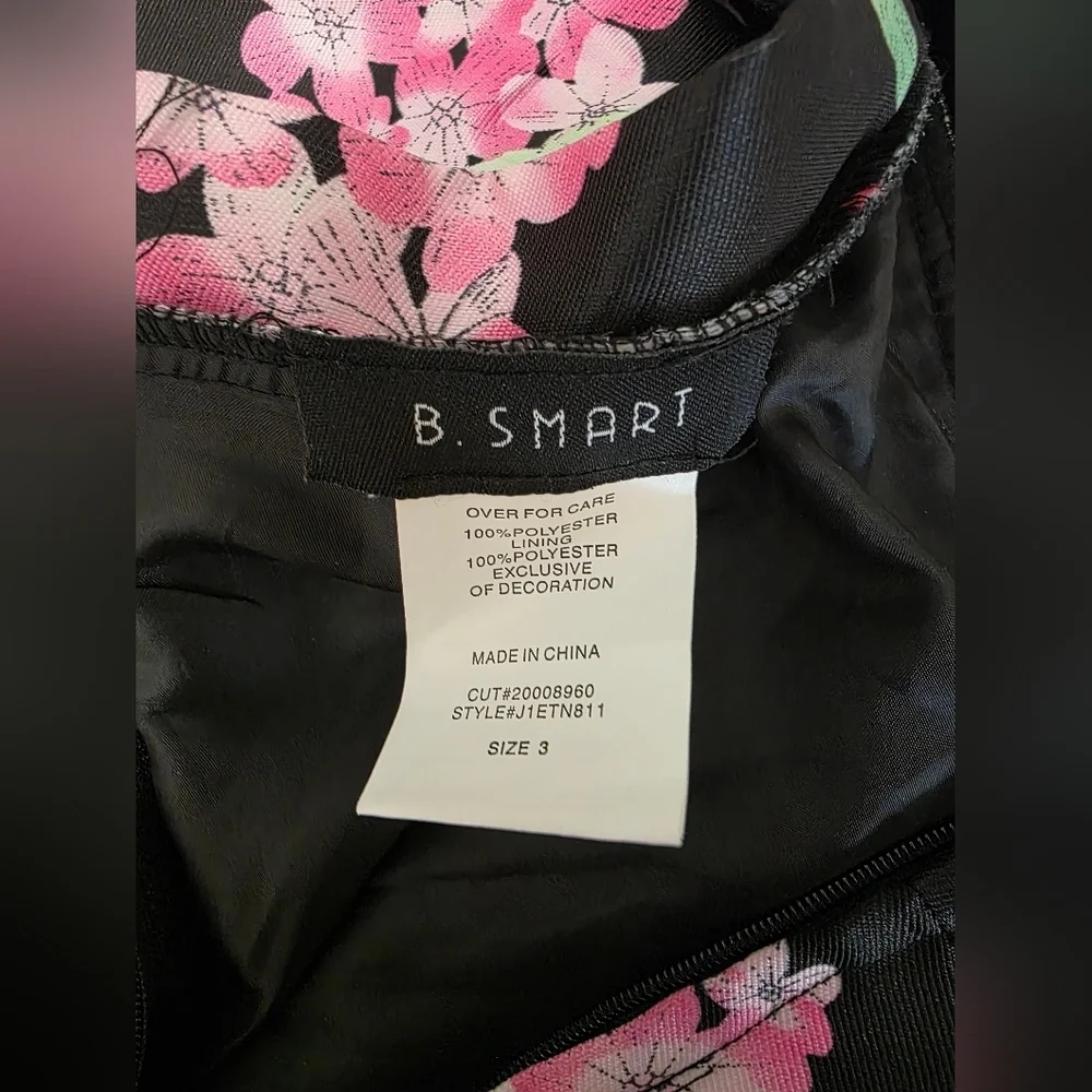 B. Smart Black Strapless Floral Dress with Pink & Green Print - Picture 5 of 6